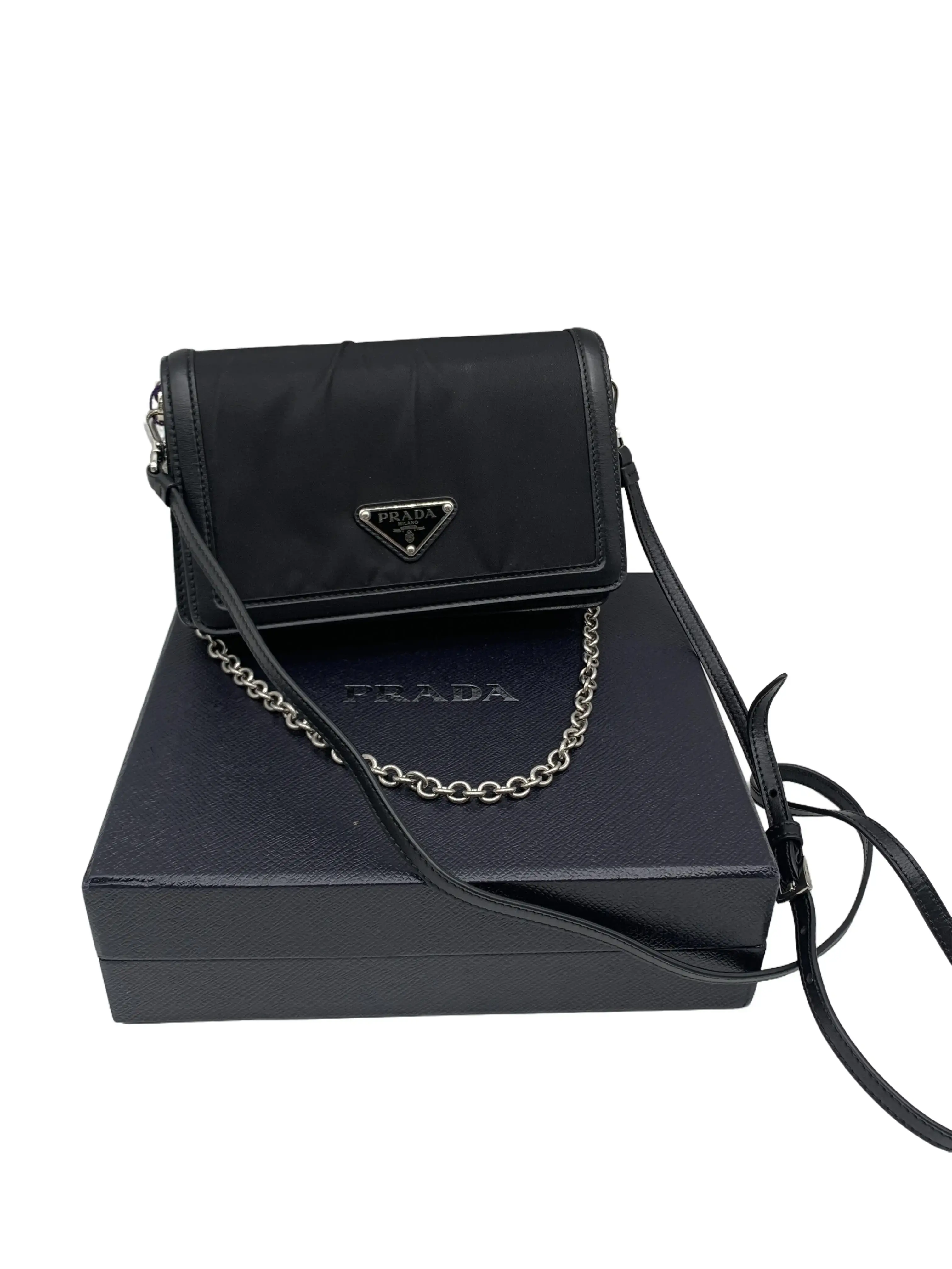 Pre-owned PRADA Black Nylon‑Leather Cross‑body Bag/WJ07208534/8534