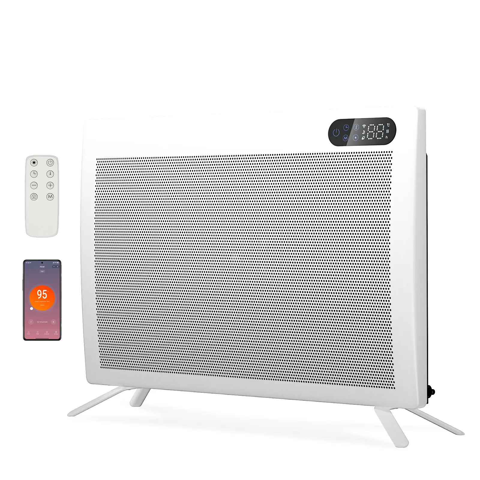 23-inch 10s Heating Smart Wall Mounted Space Heater, 1500W Heater with Thermostat, Portable Stand Wall Mounted, Fast Heater for Bedroom Office Garage Indoor Use, Smart WiFi App Control Energy Saving