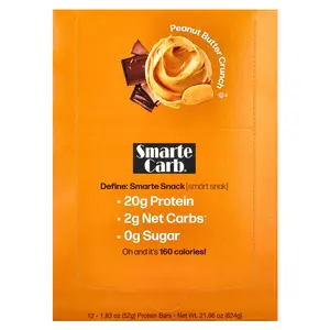 NuGo Nutrition Smarte Carb® Protein Bar, Peanut Butter Crunch, 12 Bars, 1.83 oz (52 g) Each