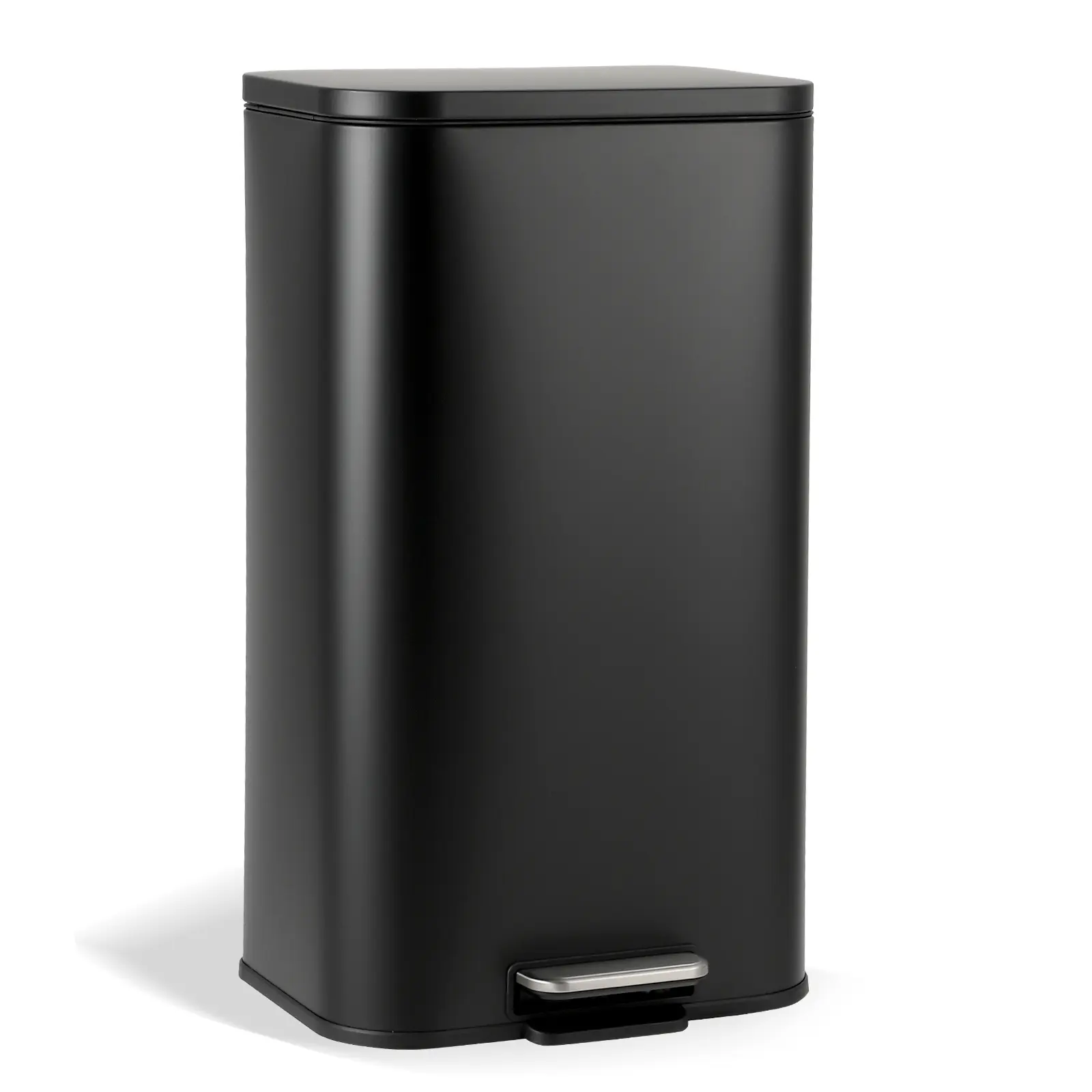 Rectangular Stainless Steel Trash Can with Lid, Step On Kitchen Garbage Bin, Fingerprint Resistant Soft Close Wastebasket with Removable Inner Bucket, Brushed Slim Trash Can for Kitchen Bathroom Office, 12L/3.2 Gal or 30L/7.9 Gal