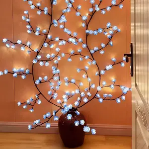 Blue Cherry Blossom Tree Branch Lights for Wall 1.8M 96 LED Cherry Enchanted Willow Vine Lights with 8 Lighting Modes and Remote Decorative lights for Bedroom Wall Doors Windows Wedding Christmas Holiday