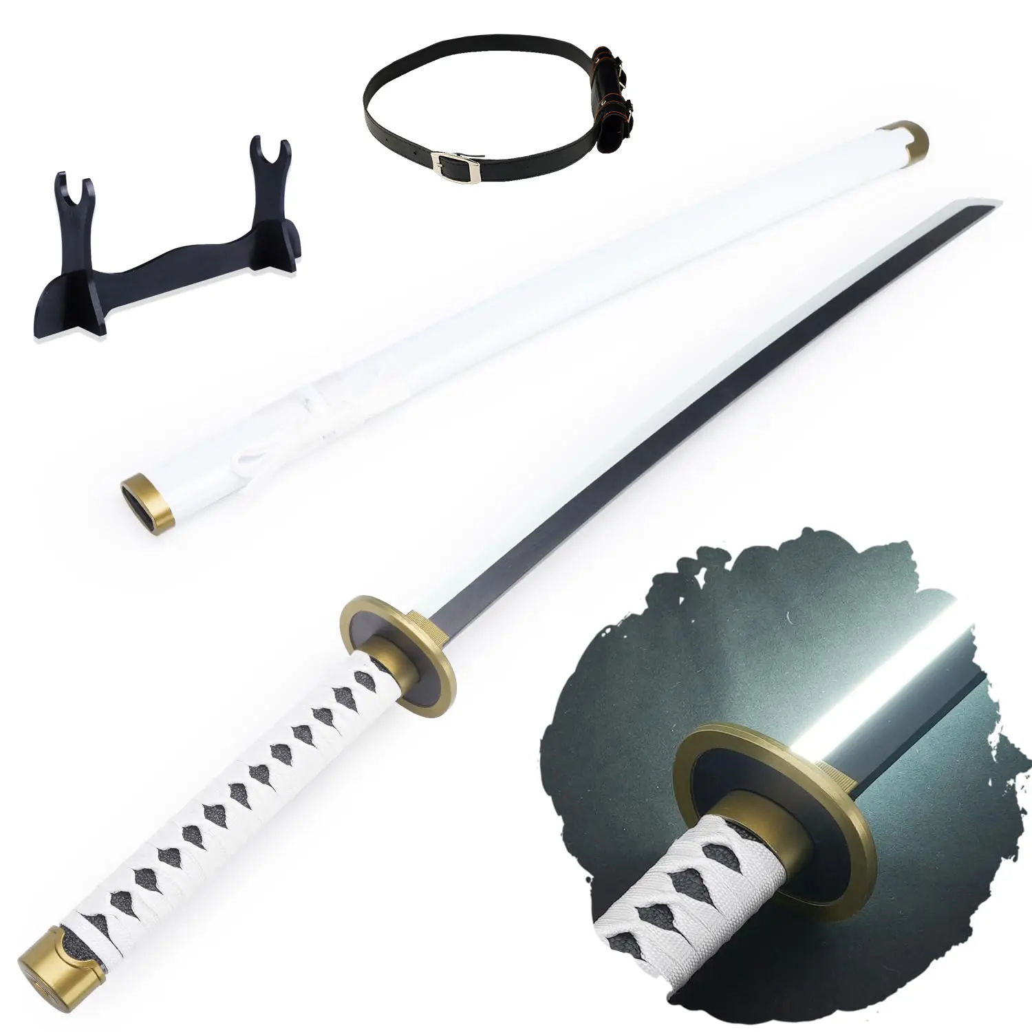 41-in LED Light Wado Ichimonji Roronoa Zoro Anime Replica Cosplay Prop, Fencing Collectible with Belt, Holder & Stand Display, Ideal Gift for Anime Fans, Cosplay Gear, Anime Props