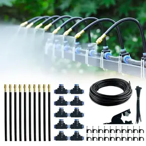Garden Watering System, 1 Set DIY Curved Plastic Irrigation System, Universal Spray Kit for Greenhouse, Garden, Terrace Spray & Cooling, Garden Hose