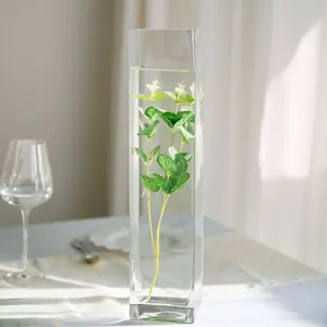 6-Pack Glass Cylinder Vases Square Design 18" Clear - Heavy Duty Flower Centerpieces for Events