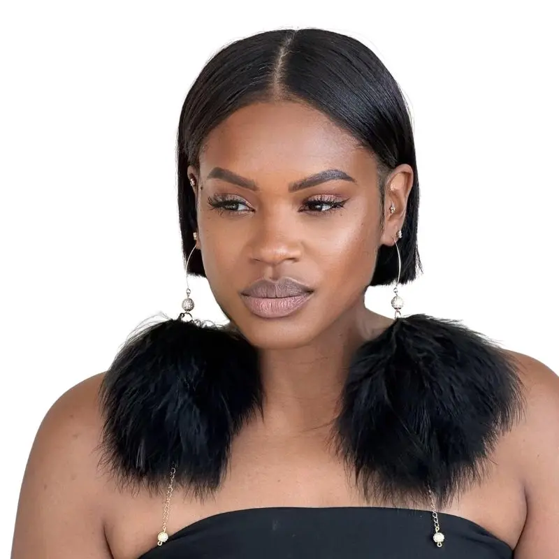 PLUMA BLACK - MY FEATHER EARRINGS STYLISH CHIC ELEGANT