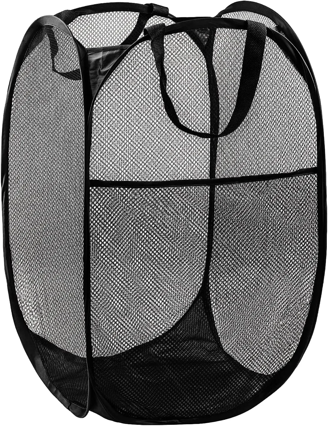 70L Portable Mesh Laundry Hamper - Collapsible, Durable Floor Basket with Side Pocket, Sturdy Reinforced Handles, Solid Construction for Home, Dorm, Bathroom Storage, Black, Durable Laundry Baskets
