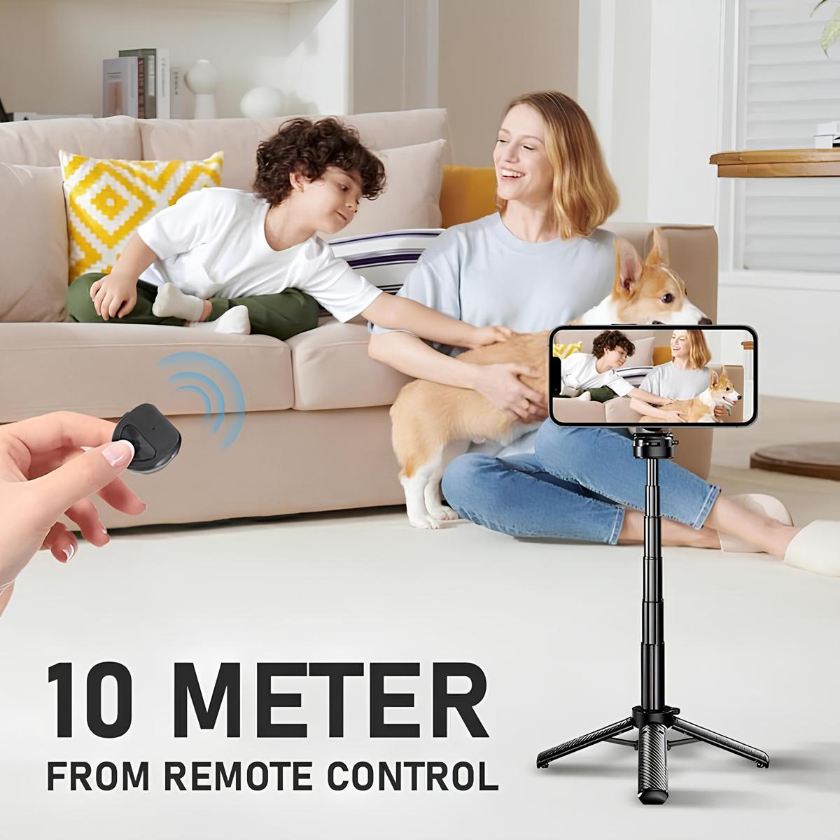 5-in-1 Magnetic Selfie Stick with Remote for Cell Phone 360° Rotation, Compact & Stylish, With wireless Bluetooth control, Magnetic Phone Holder for Selfies/Video Recording/Vlogging, Compatible with Most Phone Modes