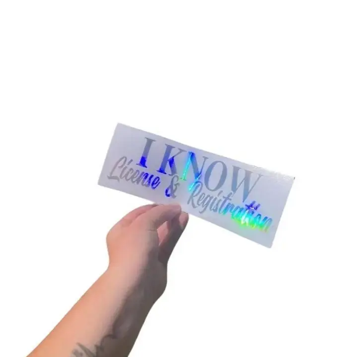 I Know License & Registration Decal for truck or car 8" tall by 5" wide decal
