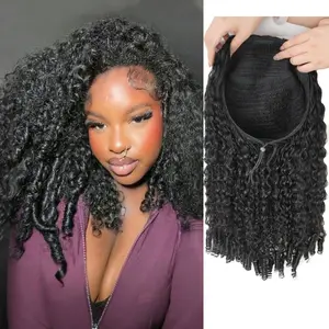 OQ HAIR 280% Density Burmese Curly Wear Go Half Wig Invisible Hairline Human Hair Glueless Wear and Go Wigs Updo Down Style Beginner Friendly