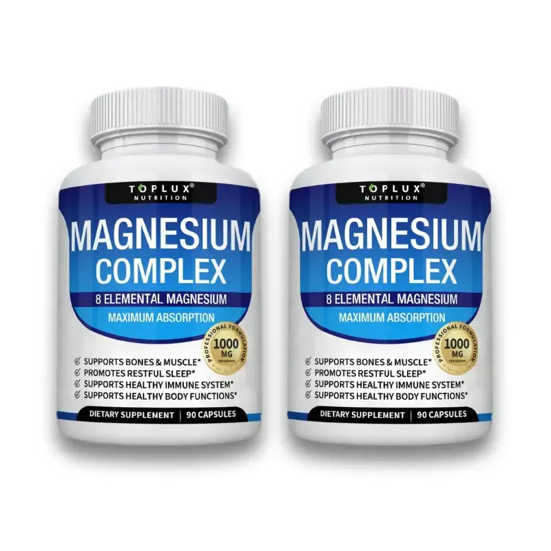 2 Pack Toplux Magnesium Complex – 8 Essential Magnesium Forms for Optimal Absorption & Energy Support