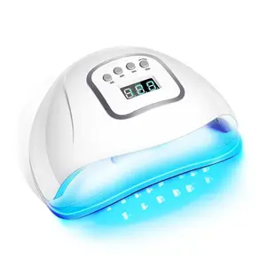 256W UV LED Nail Lamp with 57pcs Long-Lasting LampBeads, 4 Timer Settings (10/30/60/99S), Large LCD Display& Portable Handle Professional Dryer Manicure