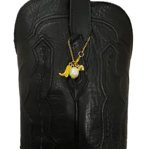 Charmed by Leah Boot Charms - Gold Pendant with Pearl, Adjustable Chain, Footwear Accessory for Shoe Lovers