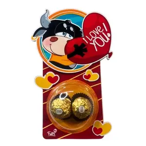 Double-sided cards with 6 different designs  They include chocolates  and a message that melts hearts.