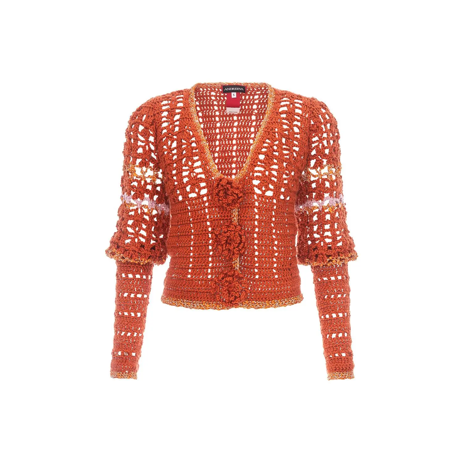 Chrysanthemum Terracotta Handmade Crochet Cardigan