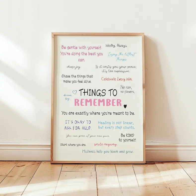 EVERY Things To Remember, Positive Affirmations Wall Art, Calming Corner, Anxiety Relief, Therapy Office Decor, CBT Quotes
