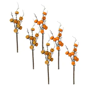 6pcs 21inch Artificial Pumpkin Branches Durable Plastic Great for Fall Kitchen Living Room Porch Decoration Bring Warm Autumn Feel