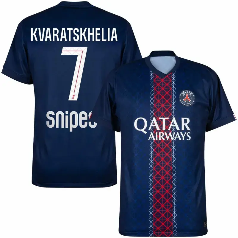 PSG Khvicha Kvaratskhelia #7 Home/Away Jersey 2025/26 – Unisex Navy Red Champions League & Ligue 1 Soccer Shirt, Football Fan Top