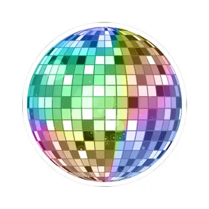 Disco Mirrorball Kiss-Cut Stickers — Rainbow Retro Party Vibe