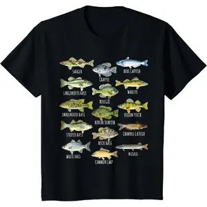[100% Cotton] Fish Species Biology Types Of Freshwater Fish Fishing T-Shirt