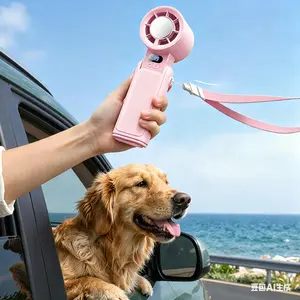 PKBD Portable Handheld Turbo Fan 1-199 Speed Adjustable LED Display High-Power Motor Rechargeable Battery 4 IN 1 Pocket Design Mini Fans for Indoor Outdoor Travel Work