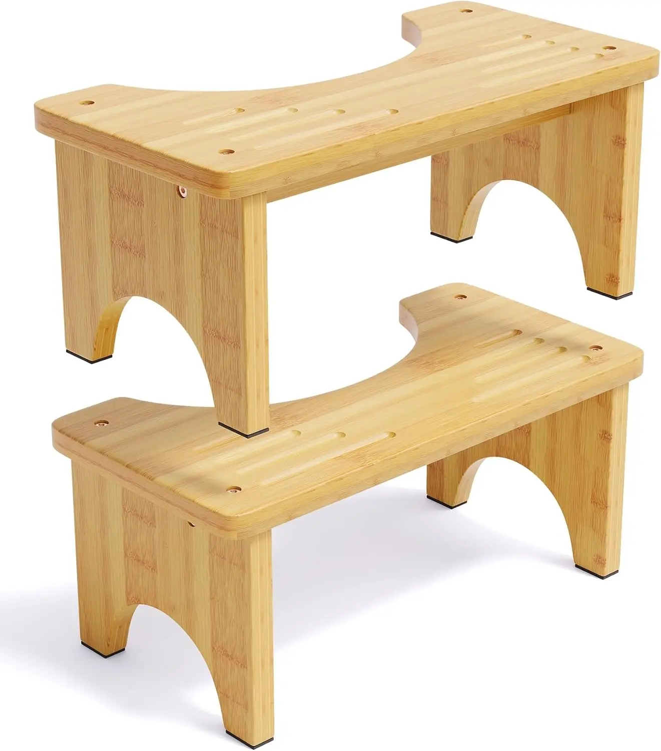 1 Pack Wood Toilet Stool Squat Adult, Bamboo Poop Stool for Bathroom, 7 Inch Potty Squatting for Adults, Wooden Toilet Squat Step Stools for Pooping, Bathroom Pooping Stools for Kids