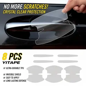 Transparent Scratch-Resistant Door Handle Protector Stickers, 8-Piece Set, High Elasticity Tpu Material, Full Protection for Car Doors