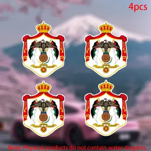 4pcs-Coat of Arms (Jordan) Sticker-Car stickers for doors, windows, laptops, luggage, furniture and bumpers-durable adhesive vinyl material