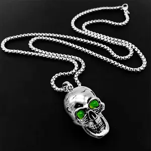 Skull Necklace for Men,2024 Hip Hop Cuban Link Chain Necklace, Trendy Skull Pendant Necklace for Men Women, Couple Matching Jewelry, Punk Goth Accessories for Club & Party