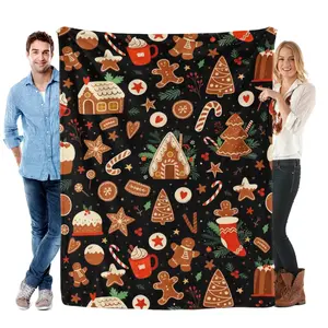 Gingerbread Christmas Flannel Blanket Cozy Fuzzy Plush Throw Perfect Gift for Men Women Adults Teen Boys Girls All Seasons Sofa Bedroom Dorm Couch Office Outdoor Home