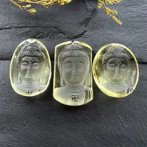 Ornament Natural Crystal Lemon Crystal Necklace Clavicle Chain Nile Buddha Natural Stone Hand Carved