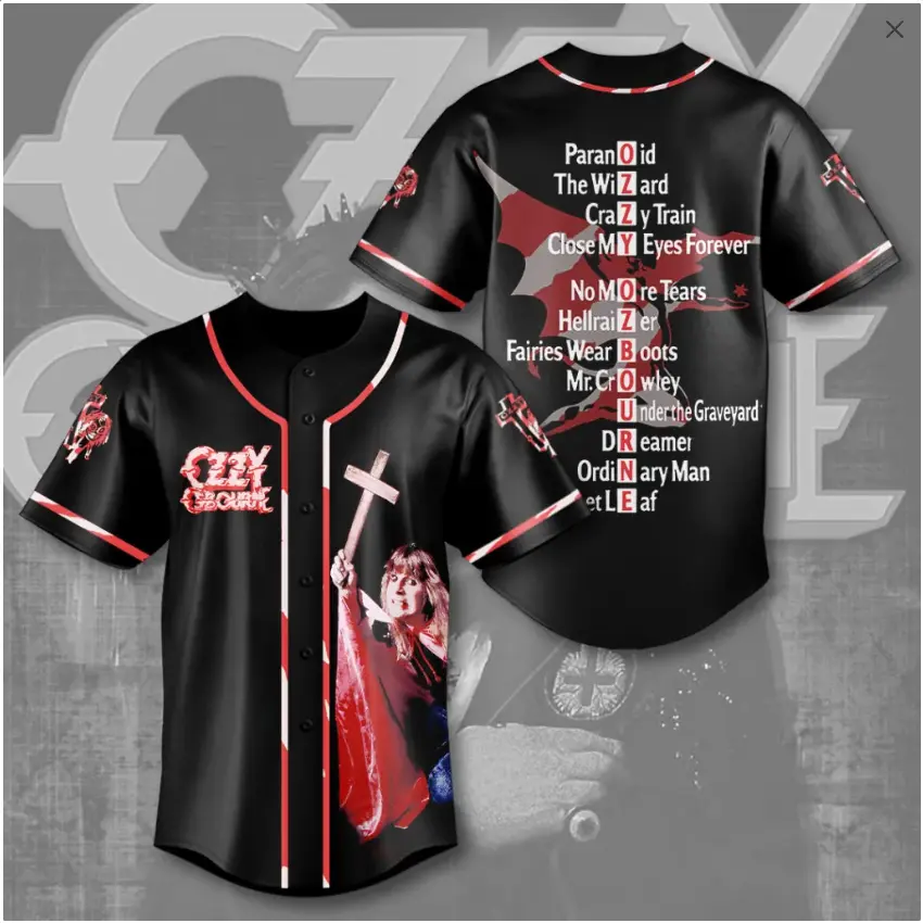 Ozzy Osbourne Albums Baseball Jersey – Rock Heavy Metal Baseball Jersey, Heavy Metal Rock Band Shirt, Oversized Baseball Jersey, Heavy Metal Merch, Gift for Rock Fans