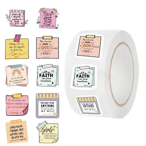 Bible Verse Envelope Seals Sticker, 500pcs/roll Colorful Christian Stickers, Inspirational Bible Stickers for Adults, Faith Stickers, Scripture Aesthetic Decals, Decoration Sticker