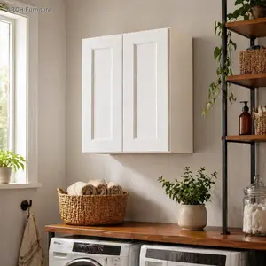 ARCH White Shaker Solid Wood Wall Cabinet with Soft-Close Doors and Adjustable Shelves, 24-Inch Double Door Storage Cabinet for Kitchen, Bathroom, Laundry, or Garage, Easy Assembly, 24"W x 12"D x 30"H, White Finish, Wall-Mounted Cupboard