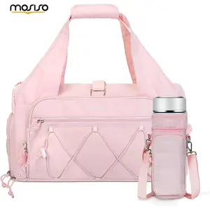 MOSISO Gym Bag for Women, Travel Duffle Weekender Overnight Workout Carry on Small Tote Sport Gym Duffle Bag with Shoe Compartment&Wet Pocket&Water Bottle Holder for Fitness, Yoga, Weekend, Pink