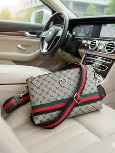 Men's Wrist Strap Crossbody Bag, Adjustable Shoulder Strap, Fashionable Plaid Design, Large Capacity, Portable Side Pocket, All Seasons, Everyday Crossbody Bag, Zipper Crossbody Bag