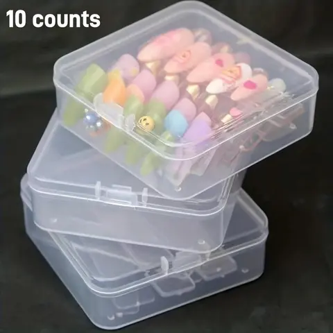 Transparent Storage Boxes, 10pcs Mini Multi-functional Portable Storage Organizer for Press on Nails, Jewelry, Small Parts, Creative Items Organizers