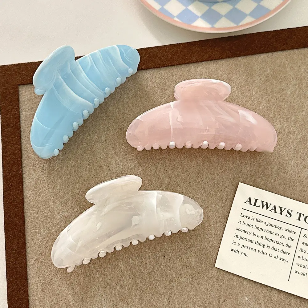 3PCS Large Cloud Marble Claw Clip, Strong Hold Hair Clamp for Thick Hair, Effortless Messy Bun Accessory for Work, Makeup, Coffee Runs & Korean Style Looks