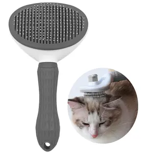 Dog Cat Brush Self Cleaning Slicker with Massage Rounded Particles Removes Loose Hair Tangles Skin Friendly Washable Fur Removal Tool Shedding Grooming Kit