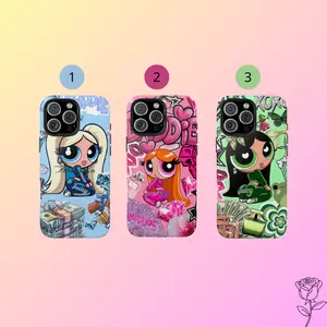Cute Super Girl Cartoon Phone Case – Y2K Aesthetic Glossy Shockproof Cover for iPhone 17, 16, 15, 14, 13, 12, 11 & Samsung Galaxy