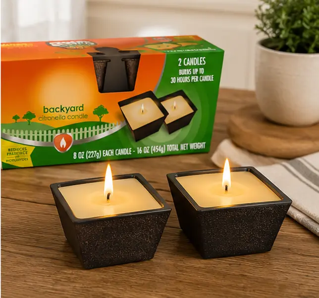 Backyard Citronella Scented Candle | Ambiance-Enhancing Centerpiece, Up to 25-Hour Burn Time, 8 oz, 2-Pack