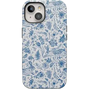 Casely iPhone 15 Plus Case | Hop & Bloom | Bunny Toile | Bold Protective Design | Compatible with MagSafe