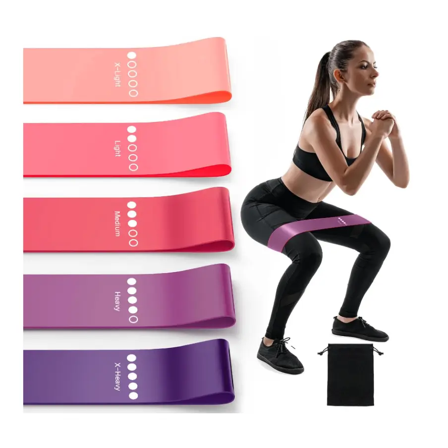 Non-Slip Resistance Bands Set of 5, Eco-Friendly Exercise Loop Bands for Strength Training, Yoga, and Home Gym Workout, Yoga Stretching Bands, Workout Equipment