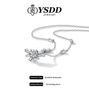 【#358 Elisa】Multi-irregular Cut Shimmering Floral 1CT Synthetic Moissanite Necklace in 925 Sterling Silver Gift for Women