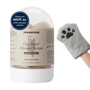 Muddi Pet Cat Concentrated Dry Shampoo & Conditioner – DIY Dry Shampoo Spray or Full Body Towel Cleanse - For Sensitive Skin, Stress & Itch Relief Leave-In Serum – 98.65% Naturally Derived, Gentle Cleanse, Hydrate, Soothe & Deodorize - 8 x 10ml