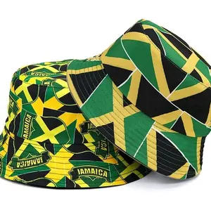 Jamaica Flag Bucket Hat - High-Quality Cotton Polyester Blend for Sun Protection & Outdoor Activities