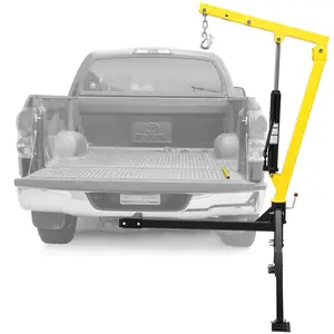 1000LBS Capacity Hydraulic Pickup Truck Crane, 360°Swivel Hitch Mounted Crane with 3 Adjustable Capacities of 500LBS, 750LBS & 1000LBS, Truck-Mounted Crane Hoist with Remote Control for Lifting in Construction, Industry