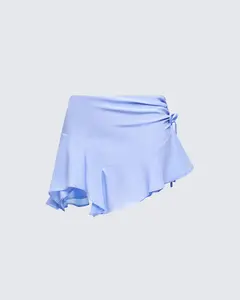Sylvie Blue Tie Asymmetric Mini Skirt
