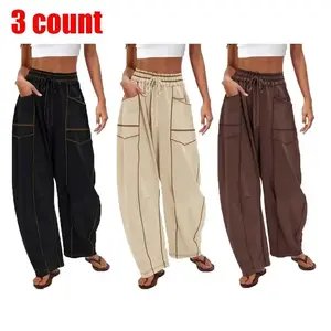 Women's bucket shaped sports pants, high waist wide leg pants, brushed sports bag pants, youth sports shirt, color blocked soft fabric, comfortable fit, real size design foundation, minimalist bottom pants with pockets, giftsRAIMENTRY