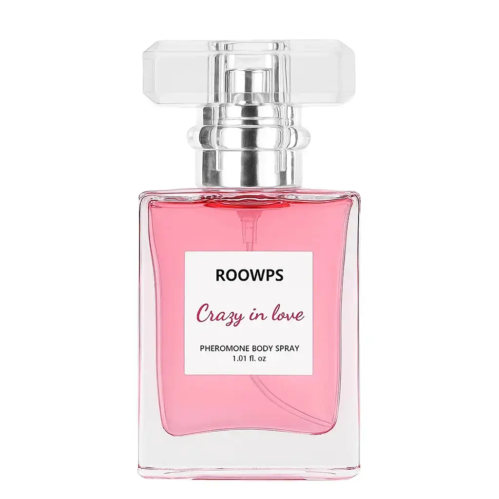 ROOWPS COSMETICS CRAZY IN LOVE PHEROMONE BODY SPRAY  Women's perfume, essential for a romantic date. It has a charming fruity scent that lingers for a long time and is perfect for giving as a gift.