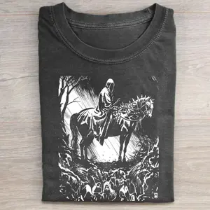 The Lord Of The Rings Men's Casual Shortsleeve Cotton Tshirt, Vintage Graphic Fantasy Ring Themed Menswear, All-Season Black Top, Round Neck
